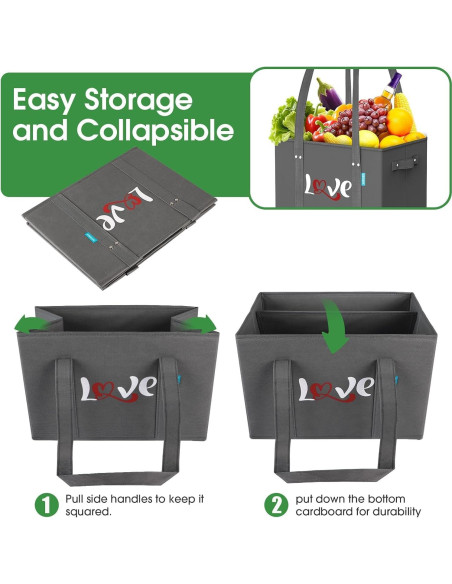 Bolsas de Compras Reutilizables WISELIFE 3 Piezas 37x25.4cm