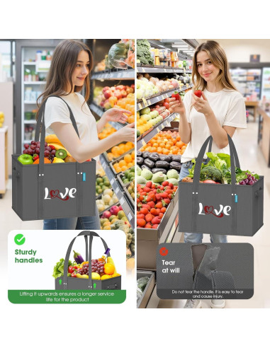 Bolsas de Compras Reutilizables WISELIFE 3 Piezas 37x25.4cm