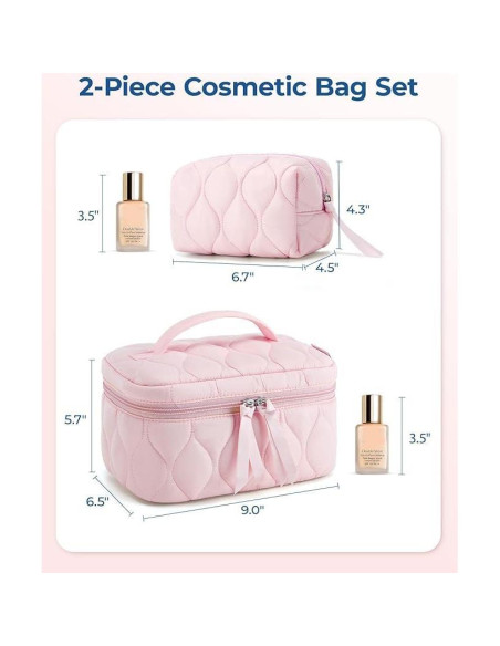 Set de 2 Bolsas de Maquillaje Acolchadas BAGSMART Rosa