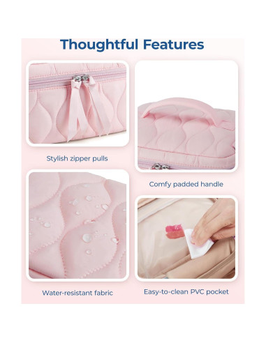 Set de 2 Bolsas de Maquillaje Acolchadas BAGSMART Rosa