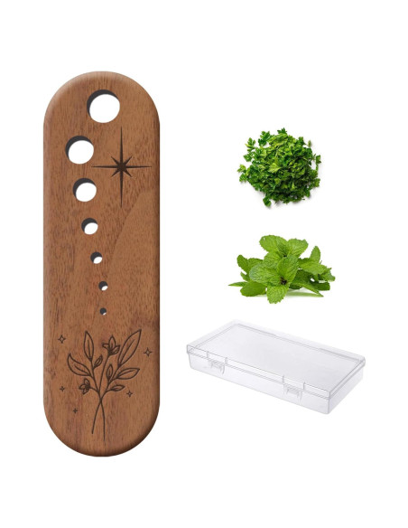 Deshojador de Hierbas de Madera de Nogal Negro 7 Agujeros