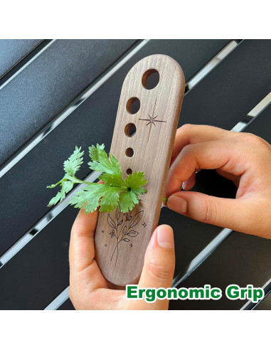 Deshojador de Hierbas de Madera de Nogal Negro 7 Agujeros
