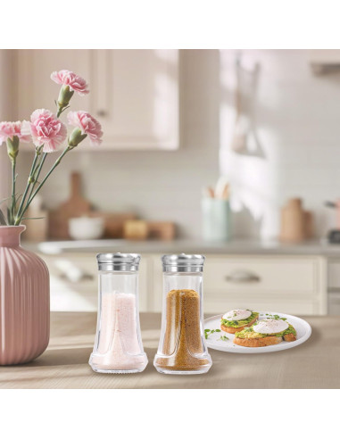 Juego de Salero y Pimentero Neodaco 118 ml Vidrio Acero Inoxidable