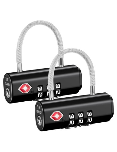 Candados de Combinación Puroma TSA 2 Pack Negro 0.11 kg