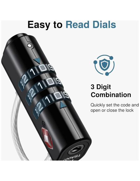 Candados de Combinación Puroma TSA 2 Pack Negro 0.11 kg