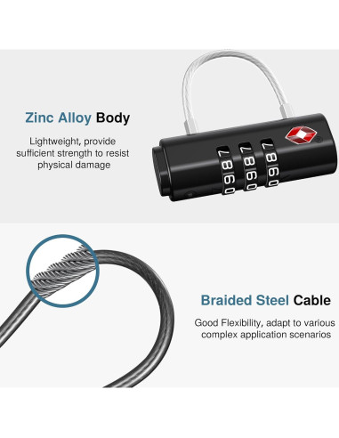 Candados de Combinación Puroma TSA 2 Pack Negro 0.11 kg