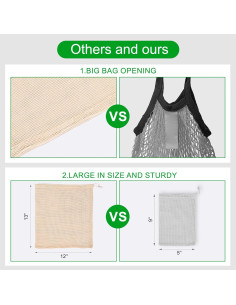 5 Bolsas Reutilizables de Produce Hndnrxue - Lavables y Transpirables 2