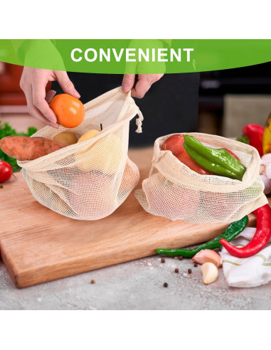 5 Bolsas Reutilizables de Produce Hndnrxue - Lavables y Transpirables