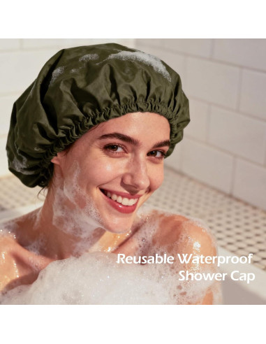 Gorro de Ducha Reutilizable VISHOP Verde Grande para Cabello