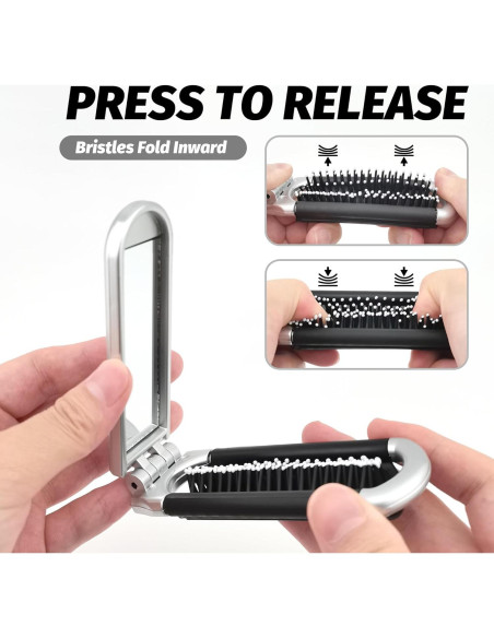 Cepillo de Pelo Plegable BlingKingdom con Espejo 20.8 cm