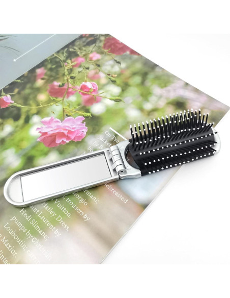 Cepillo de Pelo Plegable BlingKingdom con Espejo 20.8 cm
