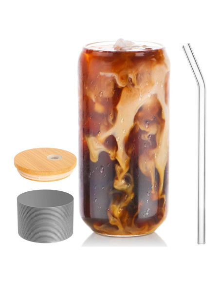 Vaso BEWAVE 473ml en Forma de Lata con Tapa y Popote