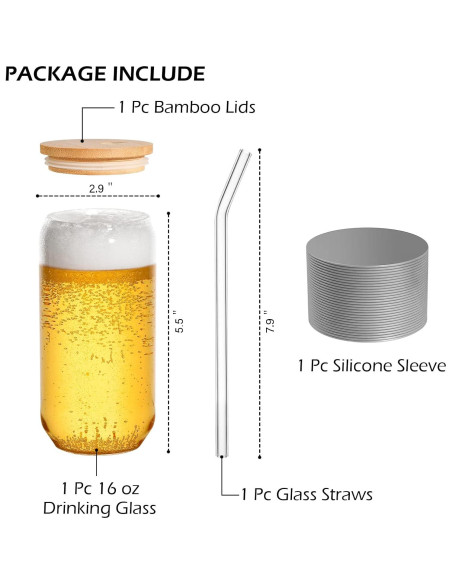 Vaso BEWAVE 473ml en Forma de Lata con Tapa y Popote