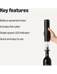 Abrebotellas de vino eléctrico Amazon Basics con cortador 2