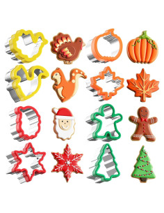 Juego de Cortadores de Galletas Tiblue 8 Piezas Otoño y Navidad