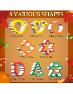 Juego de Cortadores de Galletas Tiblue 8 Piezas Otoño y Navidad 2