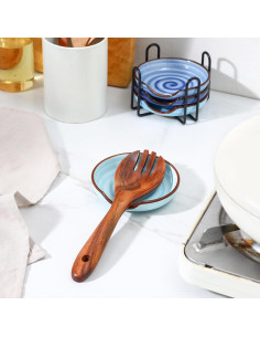 Soporte para Cucharas de Cerámica Selamica Set de 4 Azul 2