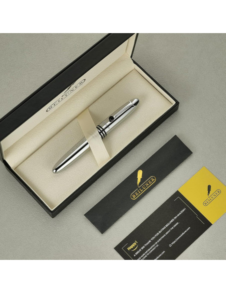 Pluma de Lujo BEILUNER 320 Plata Cromo con Tinta Negra