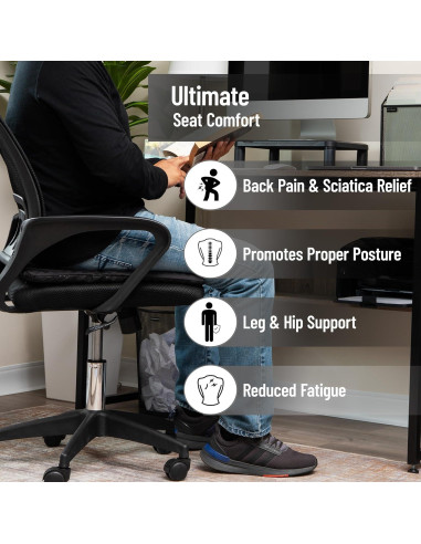 Cojín de Asiento Mind Reader Gel Ergonómico Negro 45x45 cm