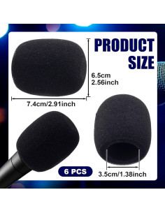 6 Fundas de Espuma para Micrófono STSTR Negras 7.4x6.5cm 2
