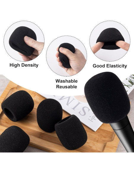 6 Fundas de Espuma para Micrófono STSTR Negras 7.4x6.5cm