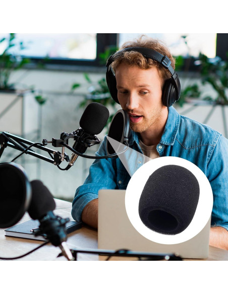 6 Fundas de Espuma para Micrófono STSTR Negras 7.4x6.5cm