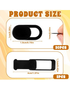 Cubierta de Webcam Alrhso 33 Pcs Ultra Delgado Negro 2