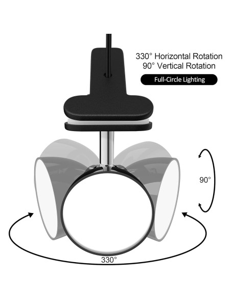 Lámpara de Clip LED deeloop 5W 400 Lúmenes Rotación 330 Negra