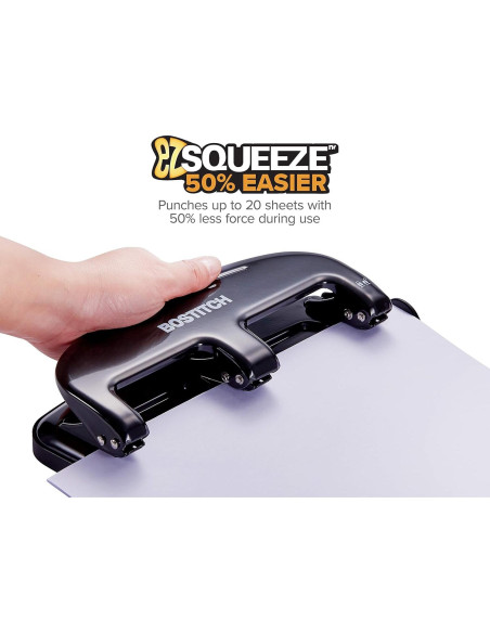Perforadora Bostitch HP20 20 Hojas 3 Agujeros Metal Negra