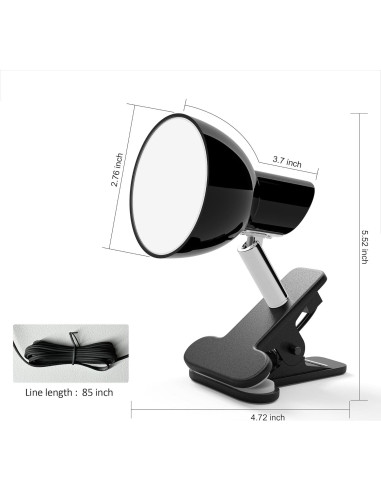 Lámpara de Clip LED deeloop 5W 400 Lúmenes Rotación 330 Negra