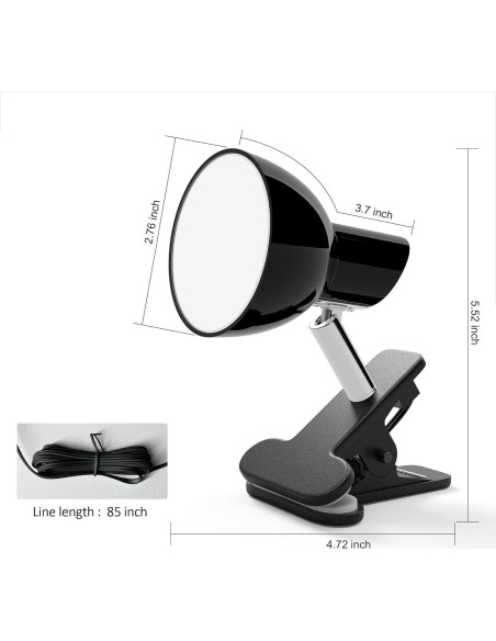 Lámpara de Clip LED deeloop 5W 400 Lúmenes Rotación 330 Negra