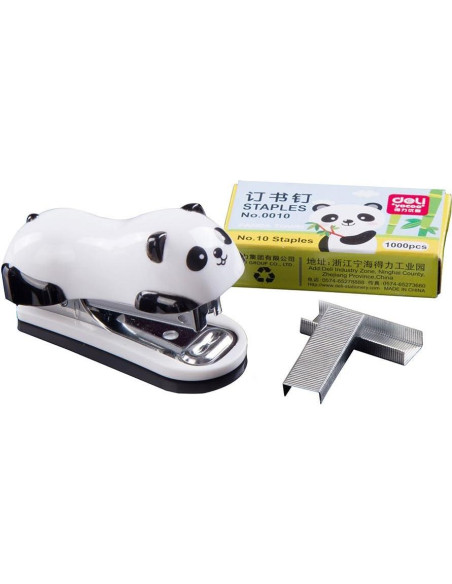 Mini Grapadora de Escritorio DECORA Panda con 1000 Grapas