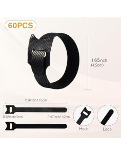 Bridas Reutilizables CableGeeker 60 Pcs 15.24 cm Negro 2