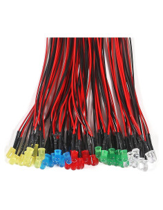 Kit de 100 LEDs 5mm Pre Cableados 12V Diitao - 5 Colores