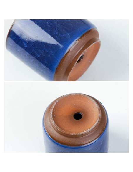 8 Mini Macetas de Cerámica Lawei con Drenaje y Bandeja