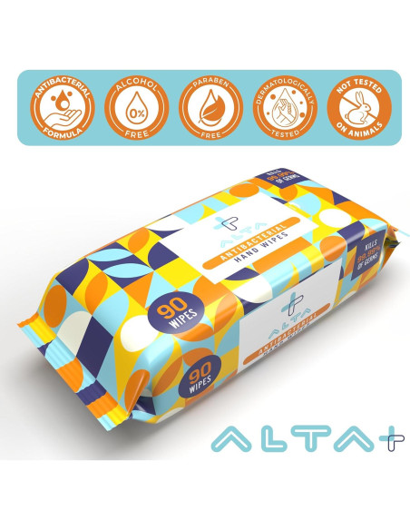 Toallitas Antibacteriales ALTA + 90 Unidades Sin Alcohol
