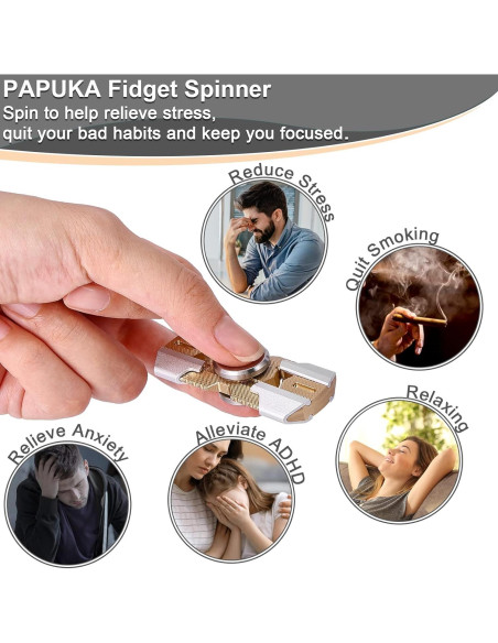Spinner Antiestrés PAPUKA Plata 6.1 cm Alivio de Ansiedad