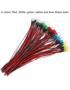 Kit de 100 LEDs 5mm Pre Cableados 12V Diitao - 5 Colores 2