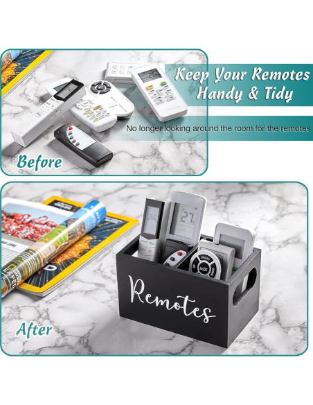 Soporte de Control Remoto DRASTAR Negro 2 Compartimentos Madera