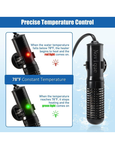 Calentador de Acuario Novique 25W Mini para Tanques 3.79-22.71L