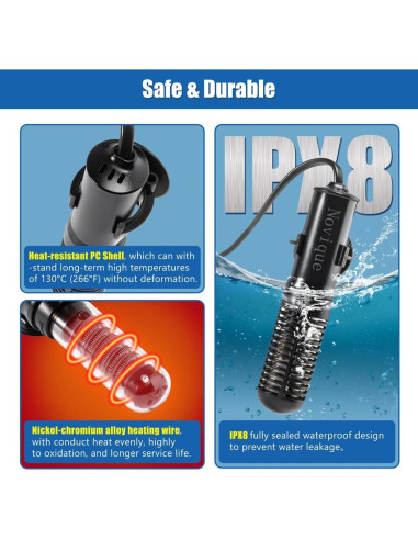 Calentador de Acuario Novique 25W Mini para Tanques 3.79-22.71L