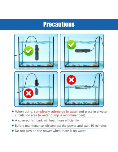 Calentador de Acuario Novique 25W Mini para Tanques 3.79-22.71L