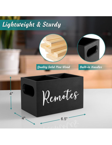 Soporte de Control Remoto DRASTAR Negro 2 Compartimentos Madera