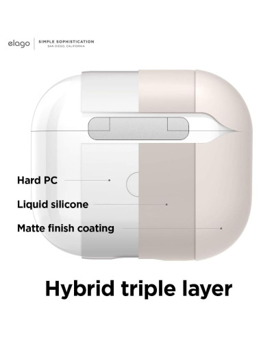 Funda elago Liquid Hybrid para AirPods 3 - Protección Triple, Color Piedra