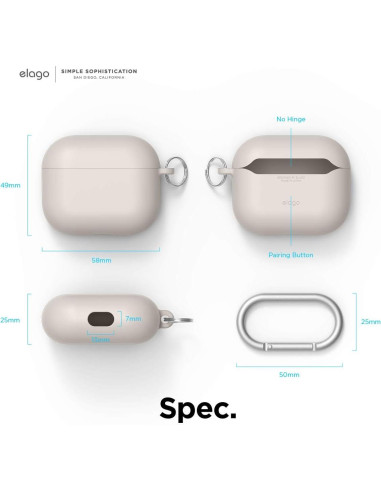 Funda elago Liquid Hybrid para AirPods 3 - Protección Triple, Color Piedra