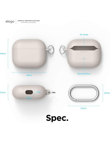 Funda elago Liquid Hybrid para AirPods 3 - Protección Triple, Color Piedra