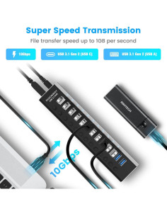 Hub USB Alimentado Rosonway RSH-A13 de 13 Puertos 10Gbps 2