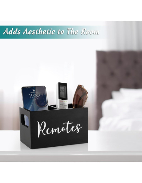 Soporte de Control Remoto DRASTAR Negro 2 Compartimentos Madera