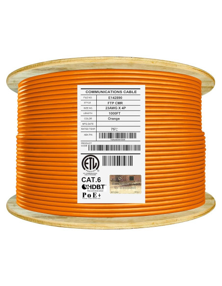 Cable Riser Blindado Cat6 Elite Infinity 1000 pies 550MHz Naranja