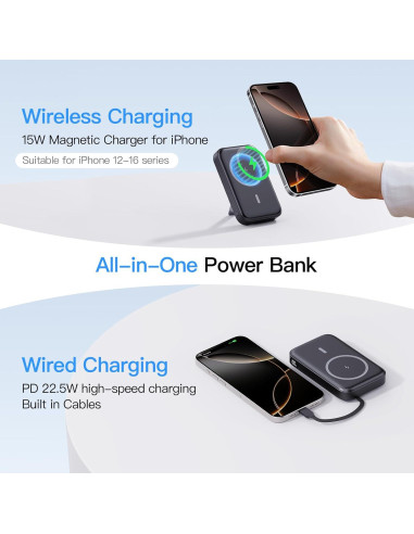 Cargador Portátil Inalámbrico VTIAEK 16800mAh 15W Negro